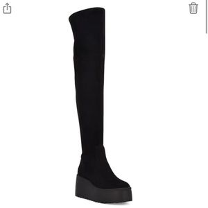 Nine West Womens Hojo 2 Faux Suede Side Zip Over-The-Knee Boots